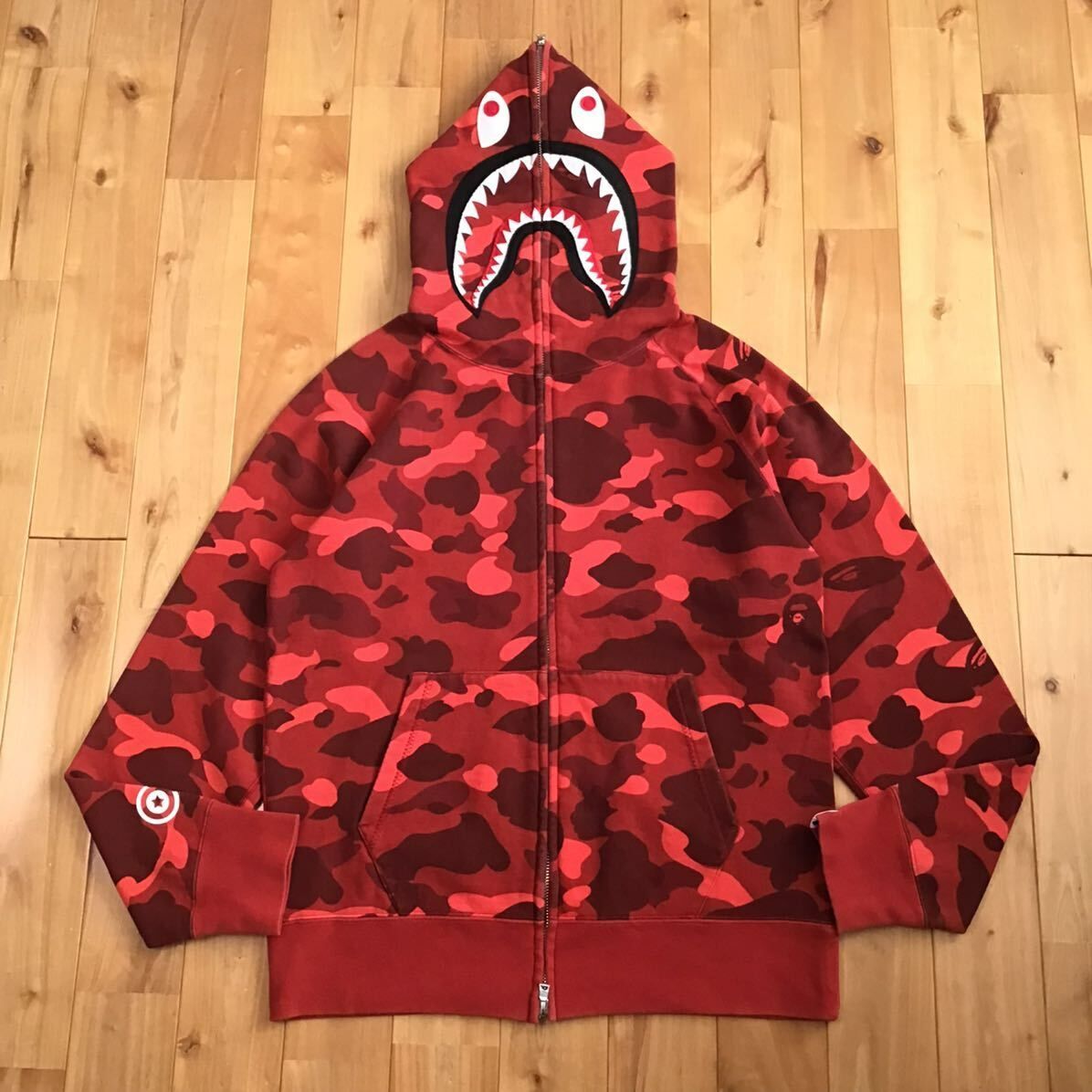 Red camo シャーク パーカー Mサイズ shark full zip hoodie a bathing