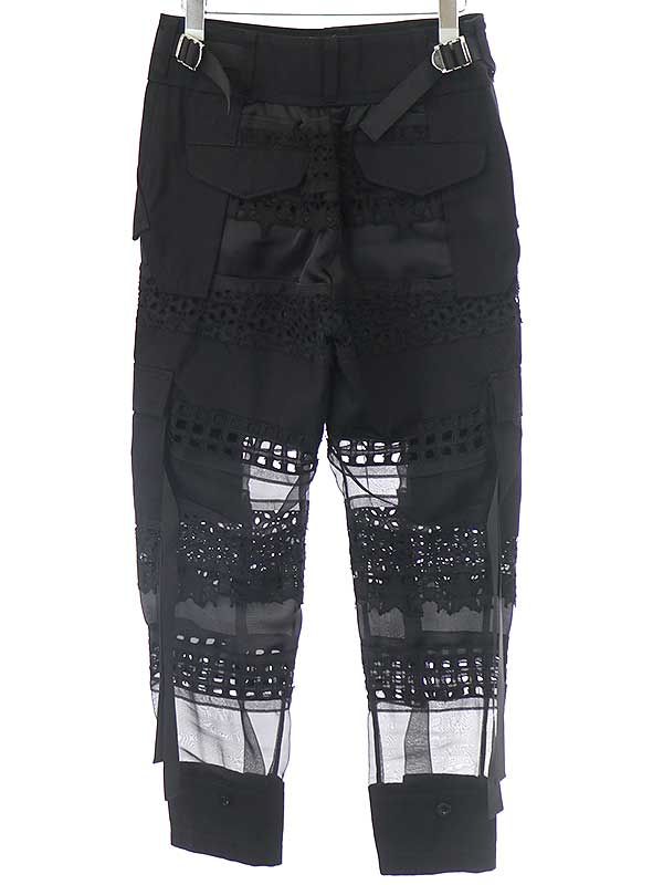 sacai サカイ 21SS グラフィックメッシュパネルカーゴパンツ ブラック