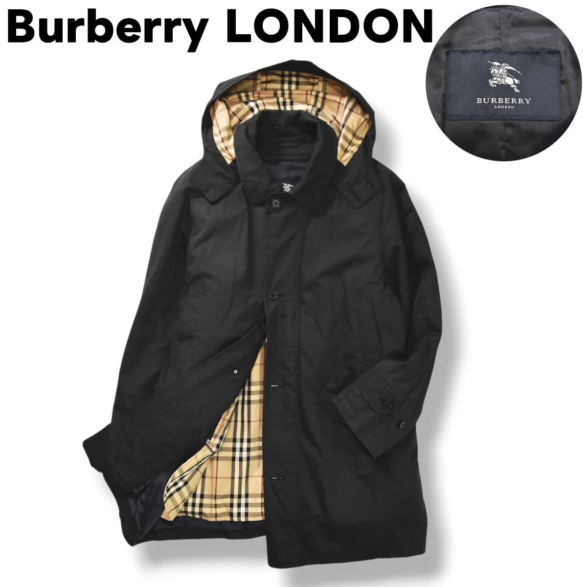 日本製 バーバリー ロンドン Burberry LONDON フード付き ステンカラー