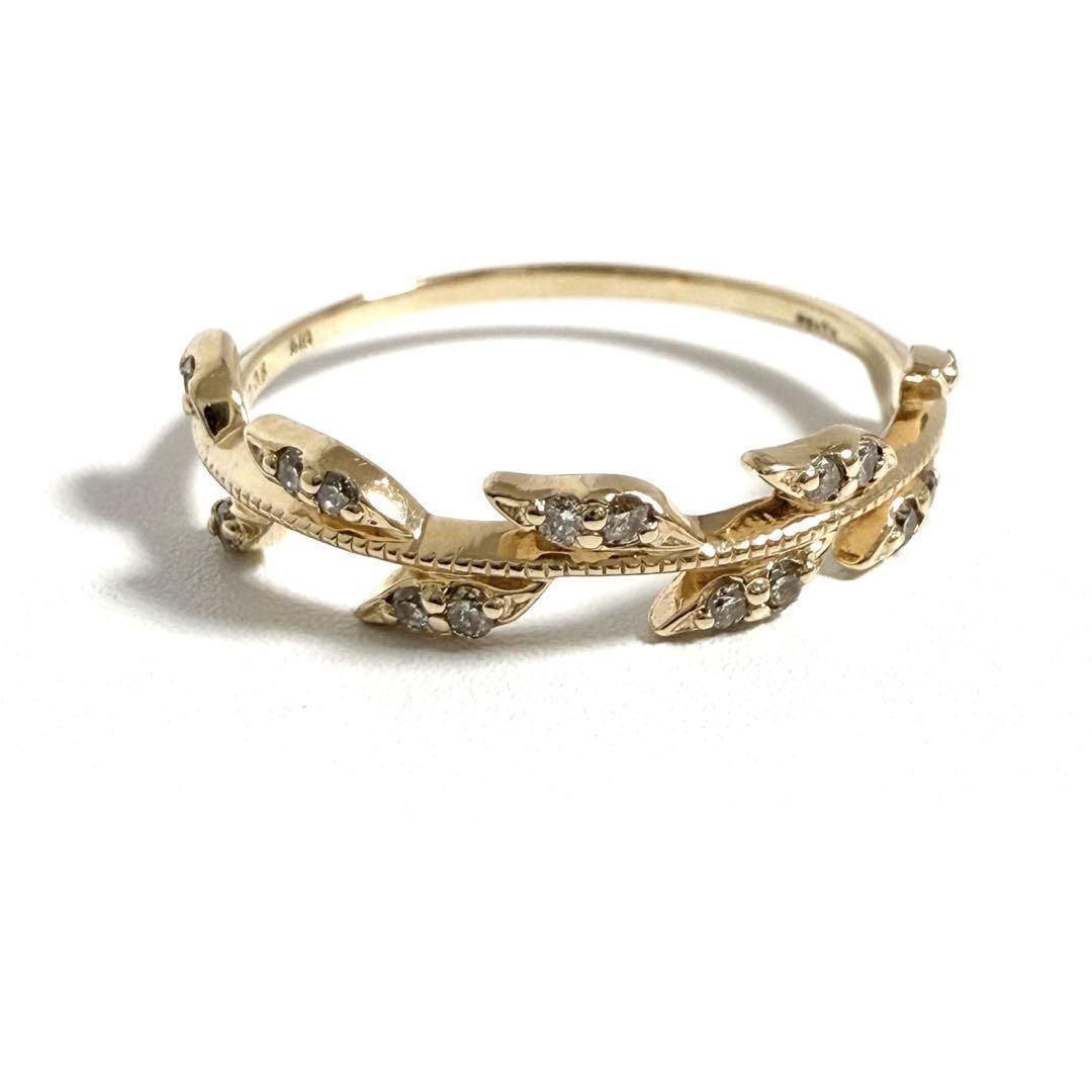 9号・美品】アガット 指輪 K10 ゴールド ダイヤ 月桂樹 ローレルリーフ