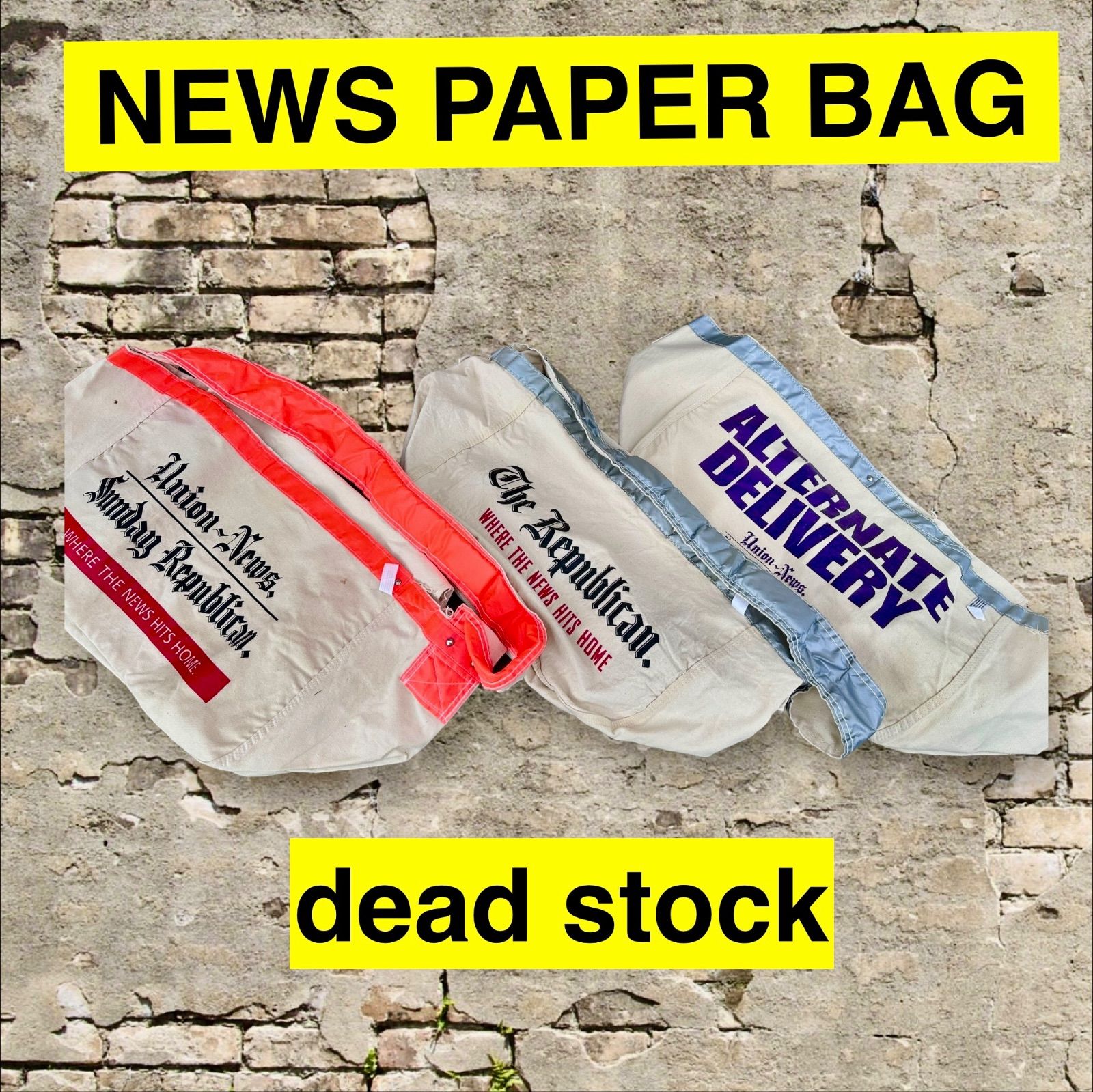 ニュースペーパーバッグ 未使用品 デッドストック 80s 古着 ビンテージ