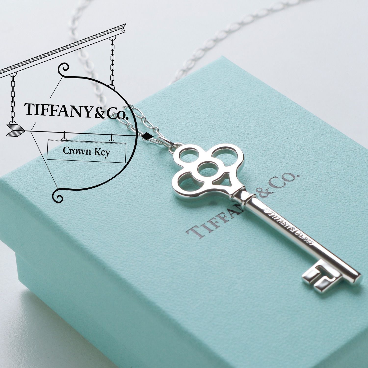 ティファニー クラウン キー ラージ オーバルチェーン ネックレス