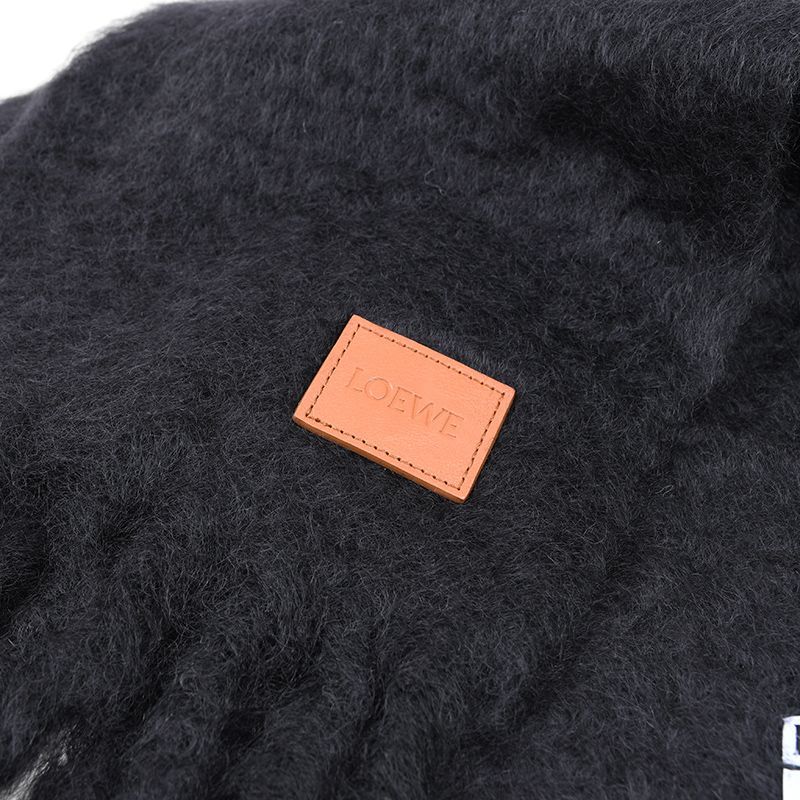 LOEWE ロエベ ブラック ロゴウールモヘアマフラー FSA6SS1X05 1100
