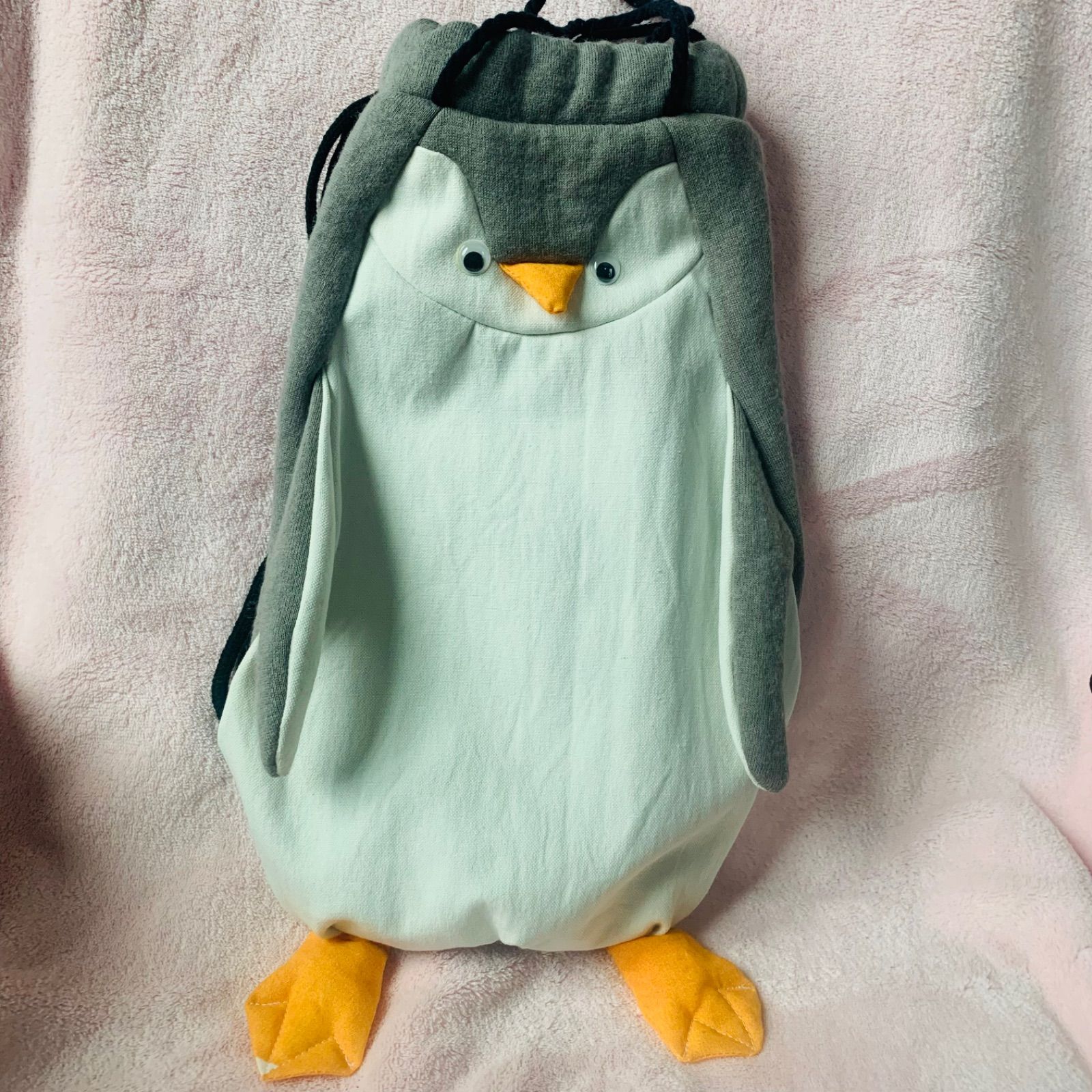 ペンギン着 ハンドメイド ペンギン巾着 サイズL - メルカリ