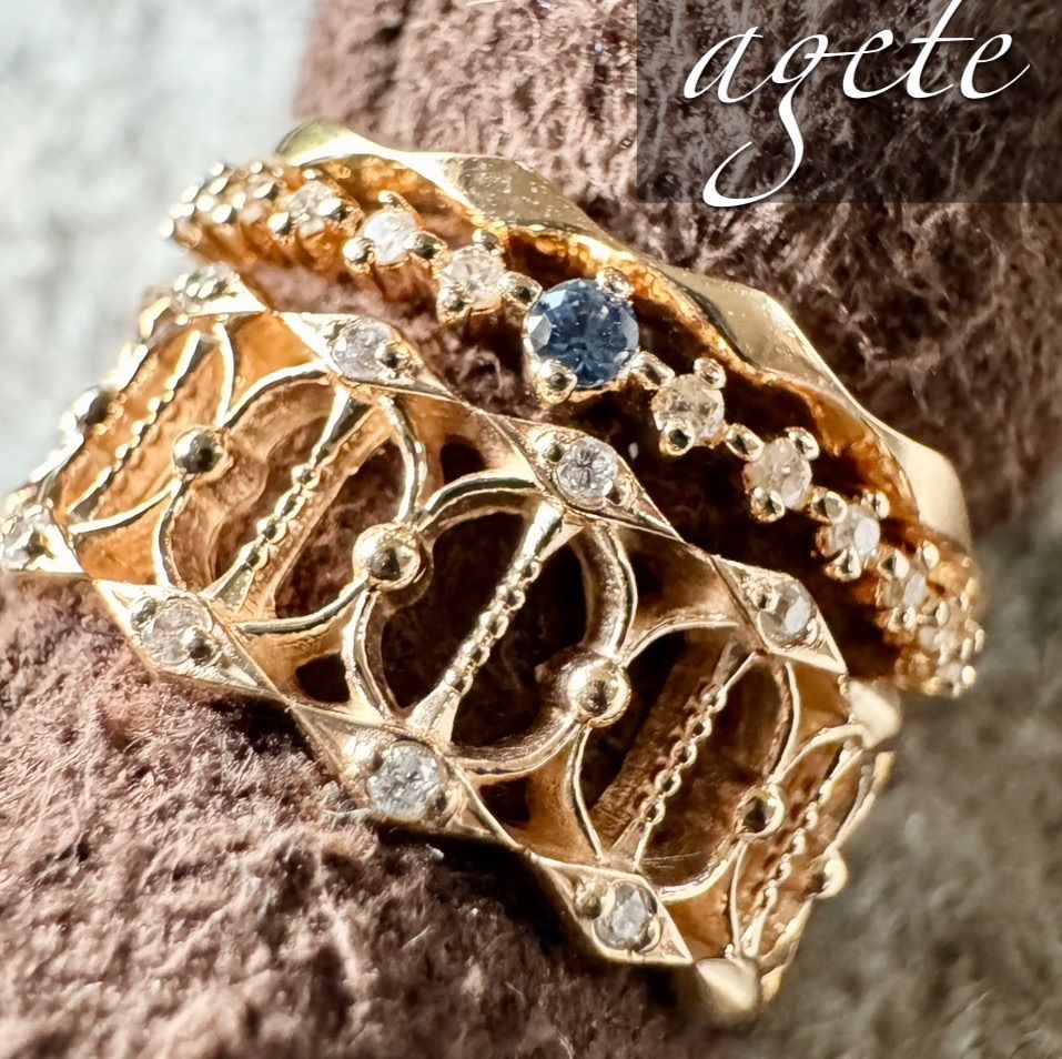 agete◇K10*11号*2008年クリスマス限定リング3点セット*アガット