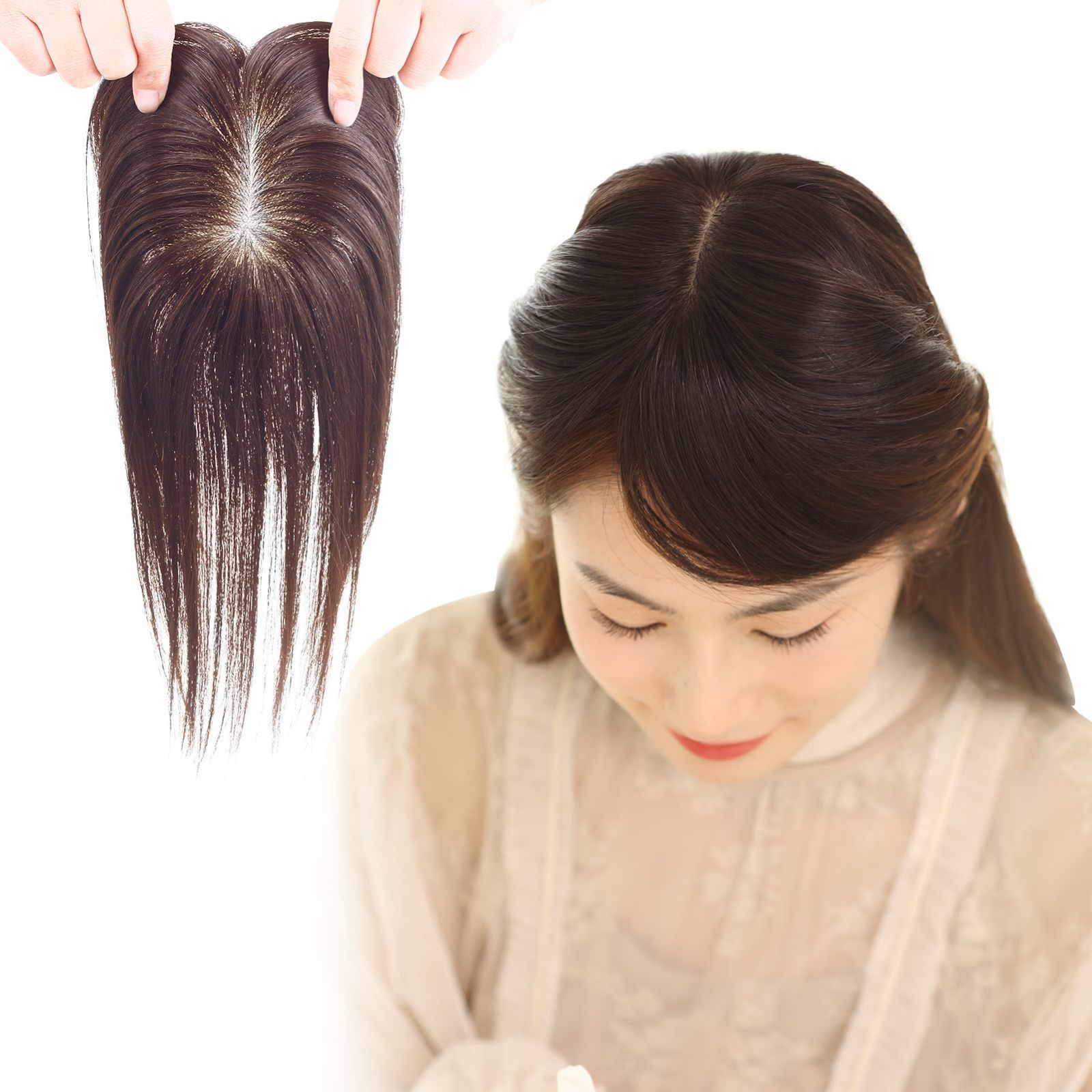 ⑤ HIYE 人毛100% 人工頭皮 ダークブラウン スーパーロングウィッグ