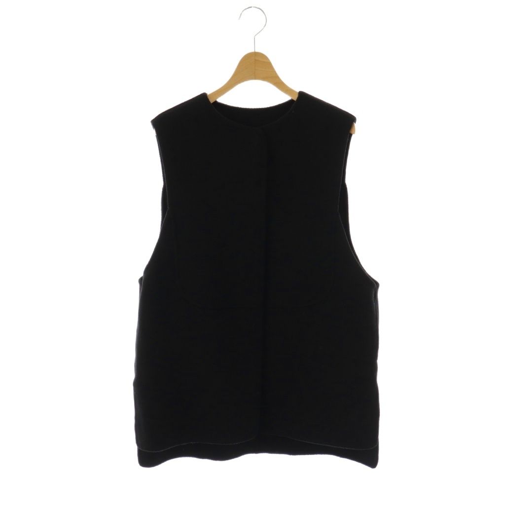 マチャット MACHATT リバーウールベスト 前開き クルーネック F 黒