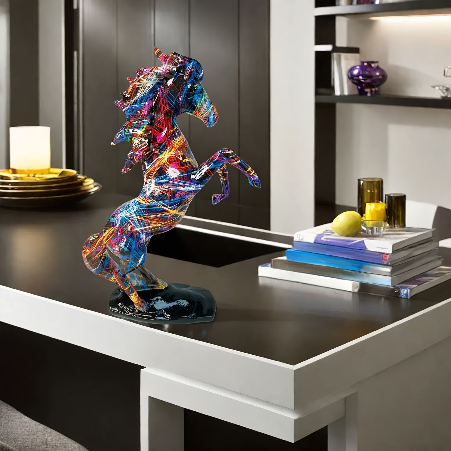 ホース 馬 置物 オブジェ インテリア カラフル デザイン 樹脂製