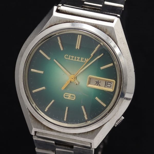 未使用稼働品CITIZEN レディース腕時計 手巻き エメラルドグリン文字