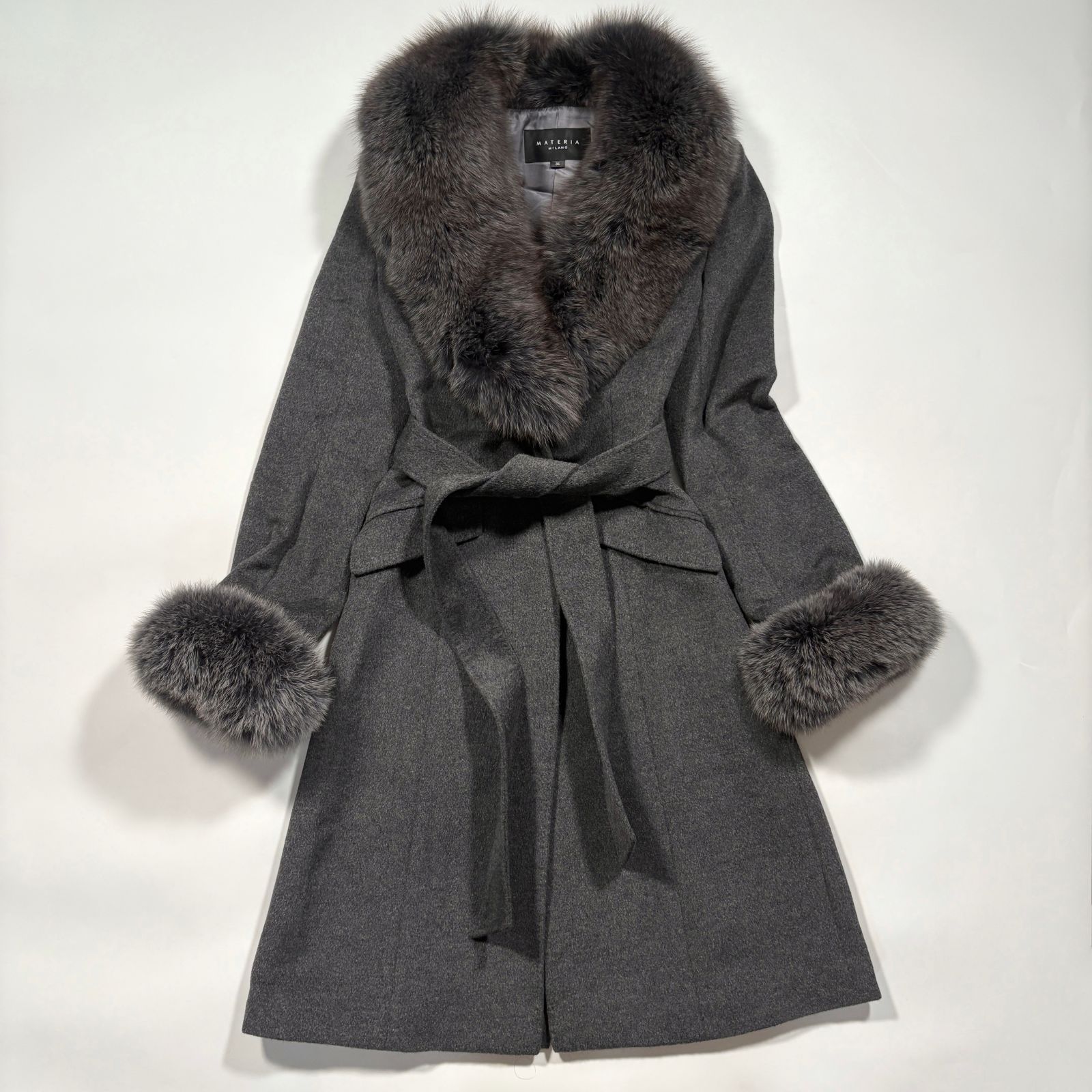 ほぼ未使用 MATERIA マテリア リアルファー アンゴラ ウール ロング