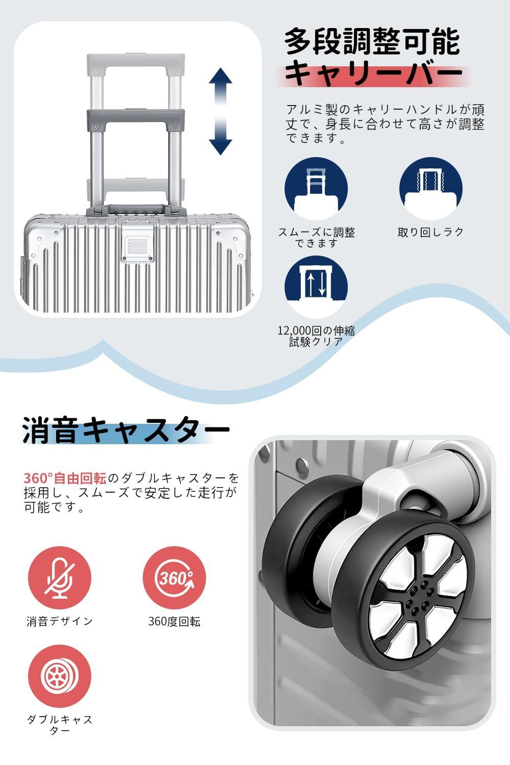 Roamifyland] スーツケース 大型 アルミフレームタイプ キャリーケース