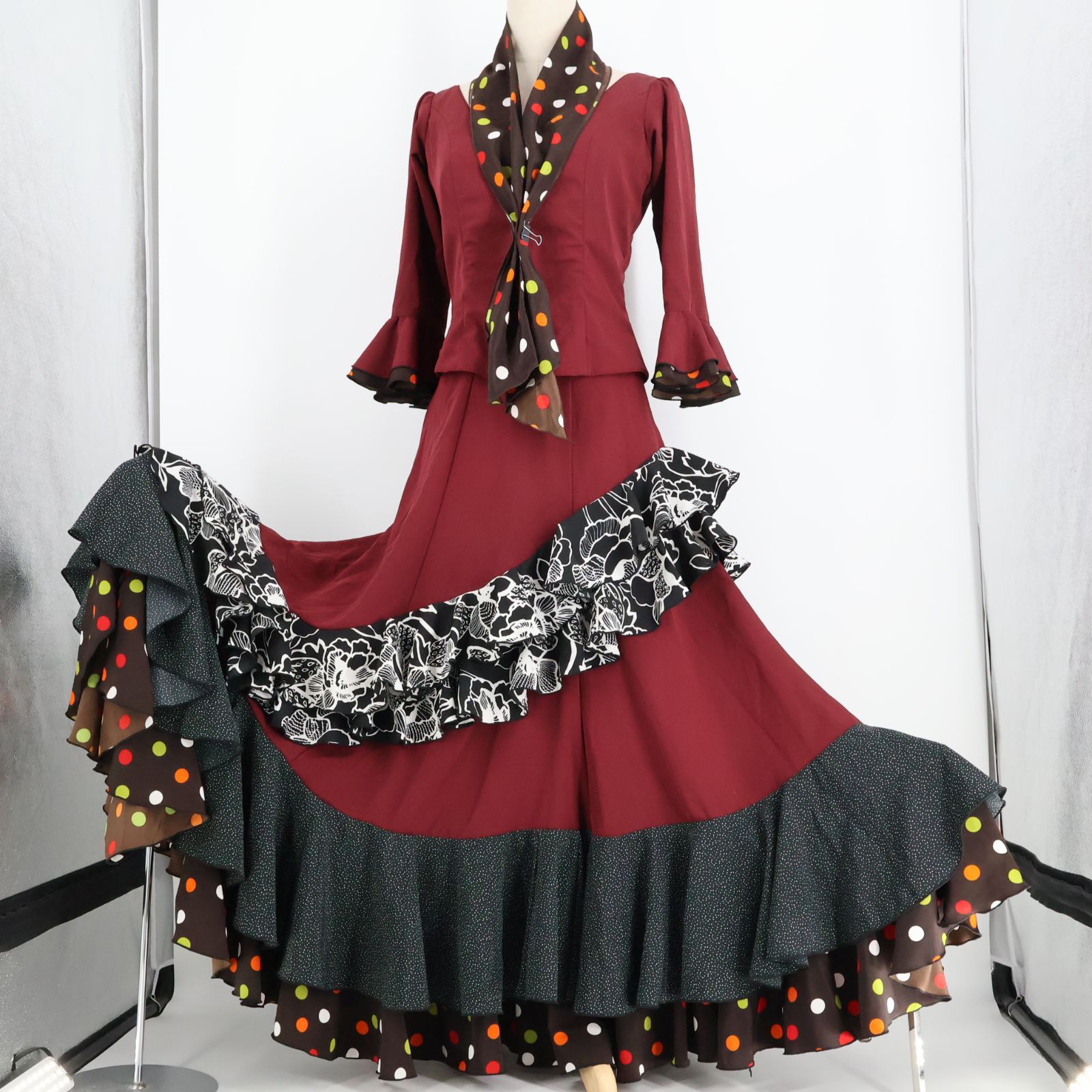 美品 フラメンコ衣装】レッド HERMOSA IBERIA エルモサイベリア 上下