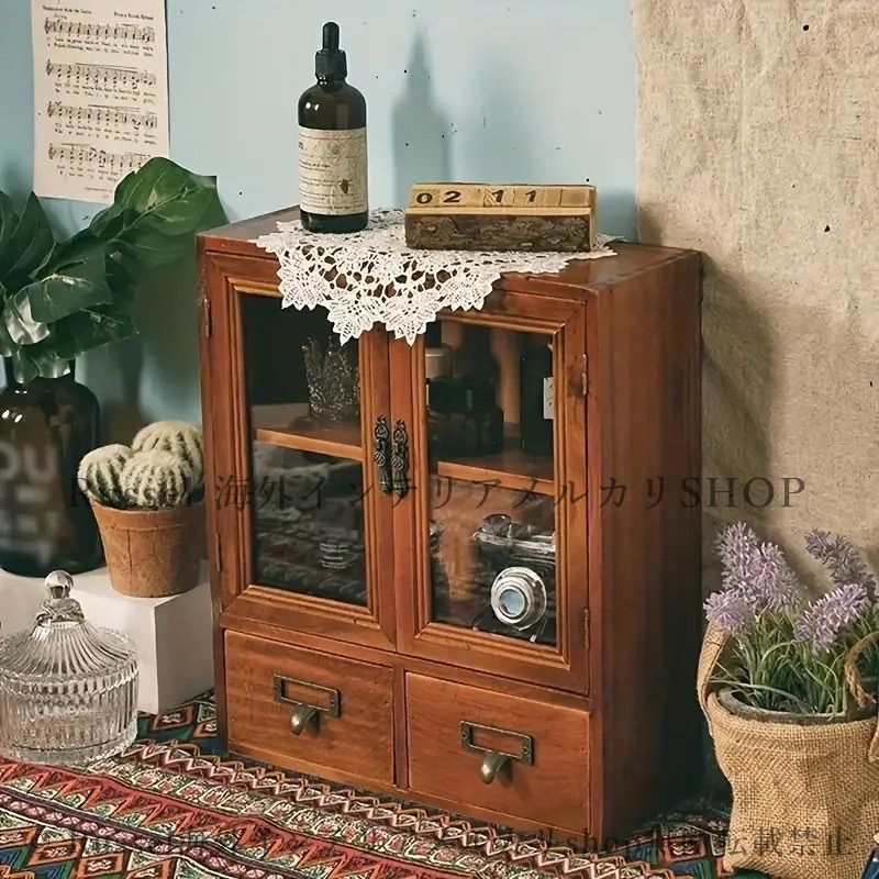 アンティークチェスト 木製収納棚 キャビネット ヴィンテージ調 カフェ