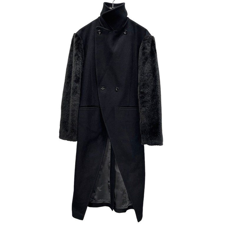 LIMI feu ウールカシミヤメルトンファースリーブ燕尾ロングコート