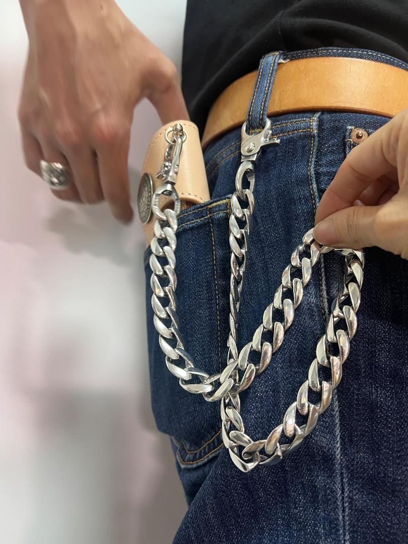 バイカー必須 ウォレット用プレーン シルバーチェーン TYPE1 QBKL012