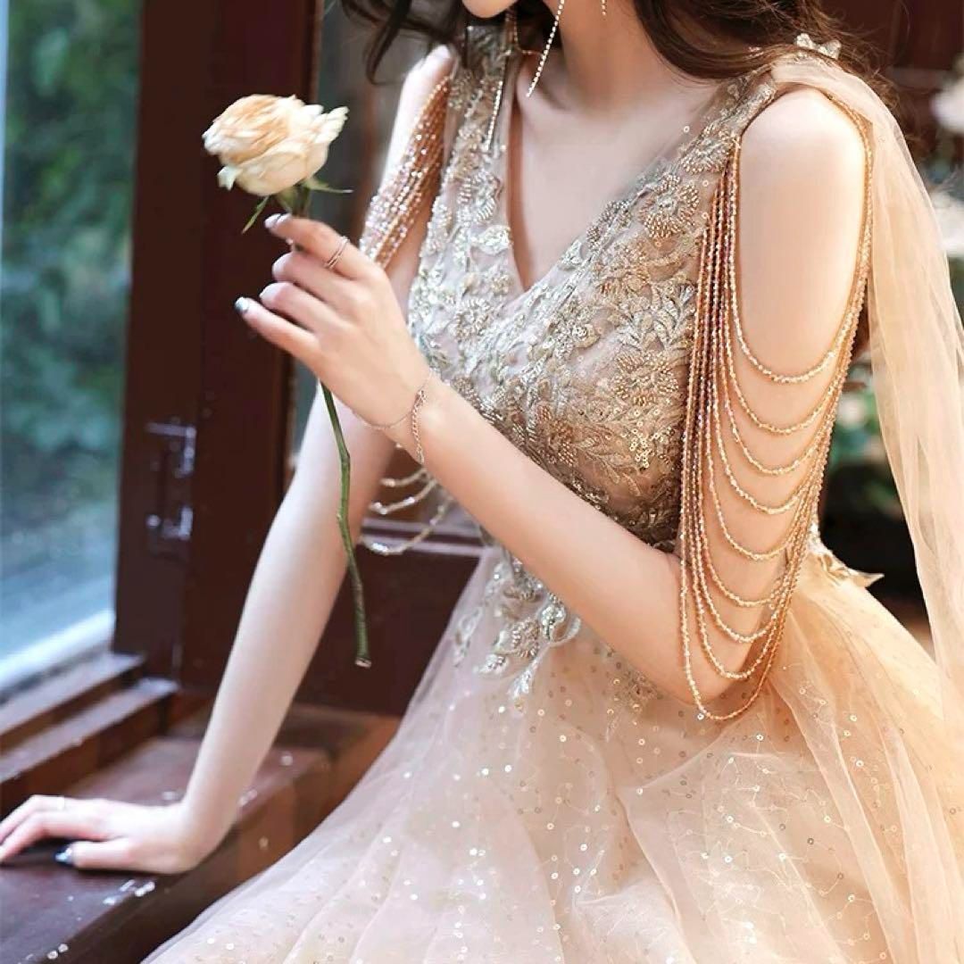 スパンコールにビジューの美しい イブニングドレス?.? - メルカリ