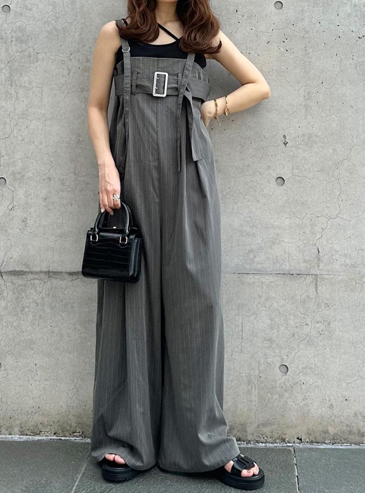 GRL(グレイル)の「ストライプベルトデザインルーズオールインワン