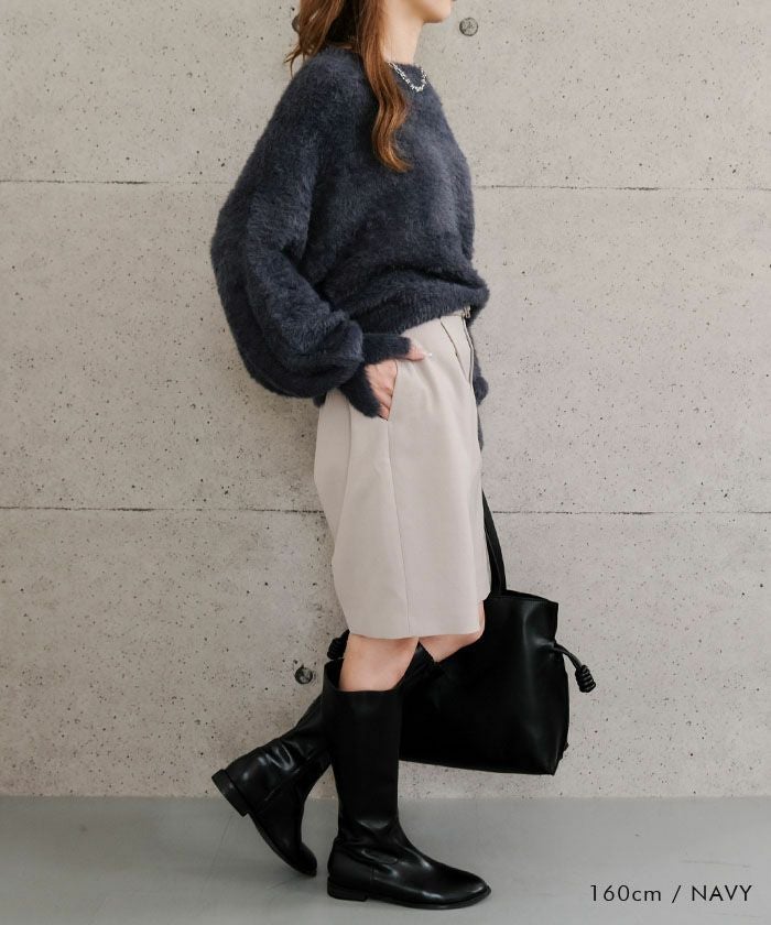 袖口スリットシャギーニットトップス 秋 冬 M レディース | アクア