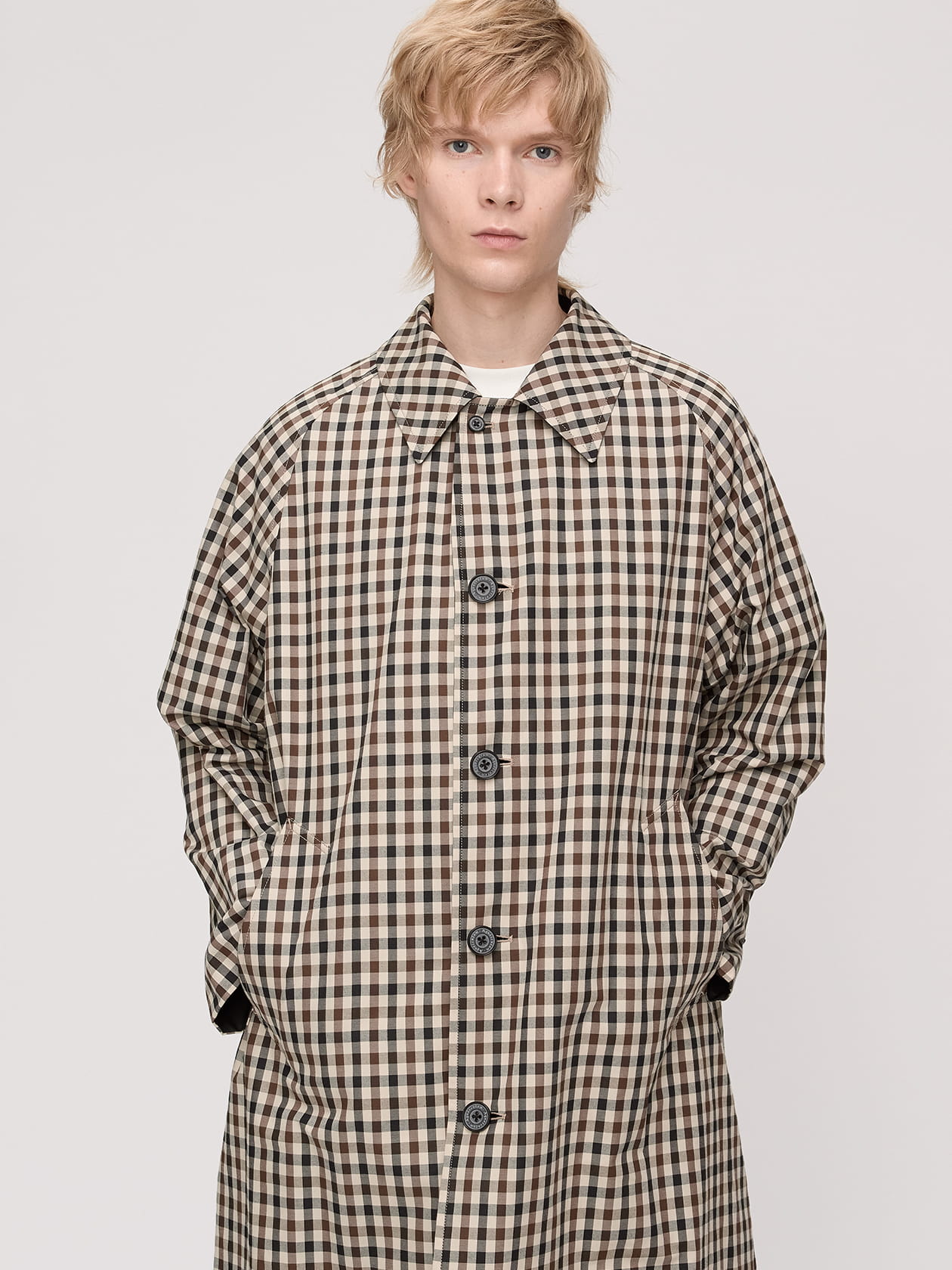 ホワイトレーベルチェック リバーシブルコート