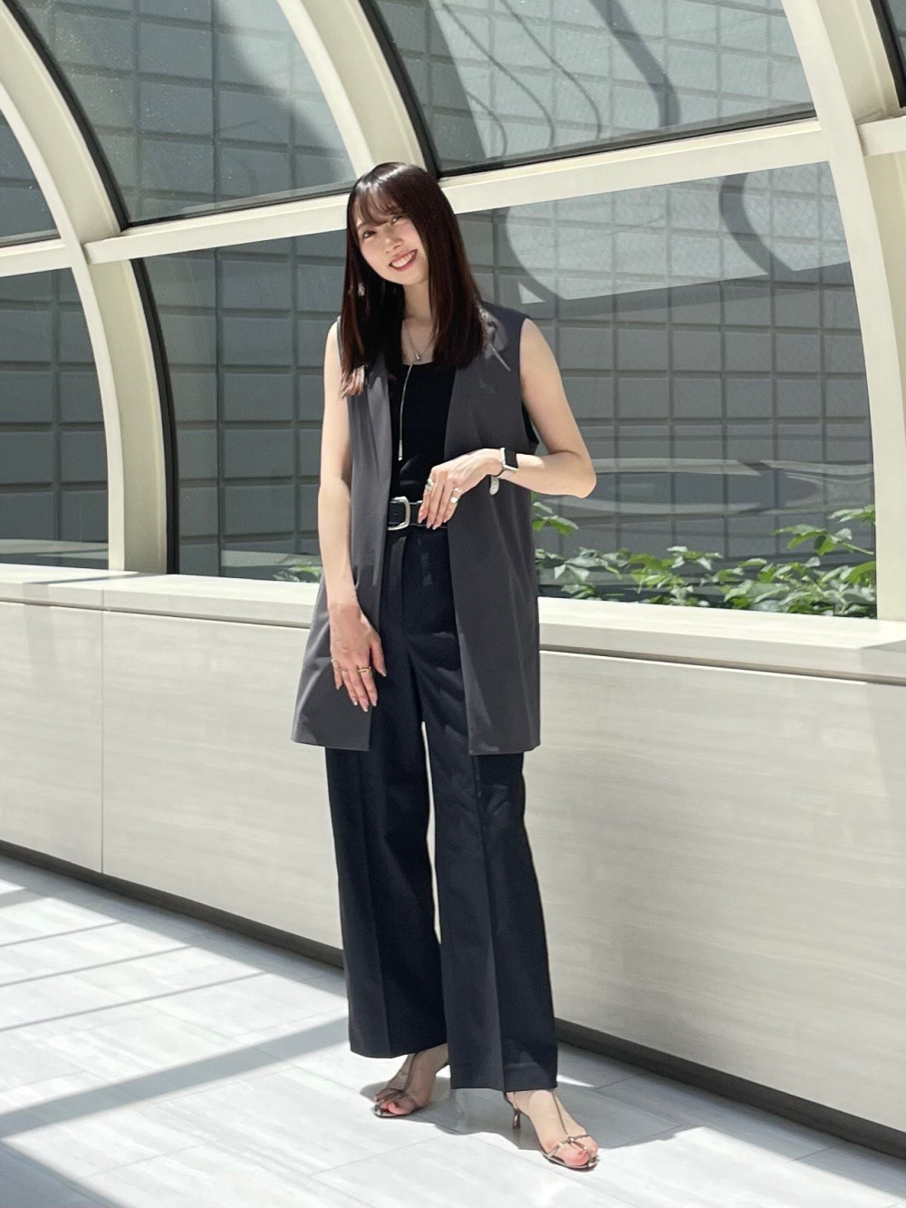 2024年モデル【丈長め】ワイドパンツ（リネンブレンド）、リネン