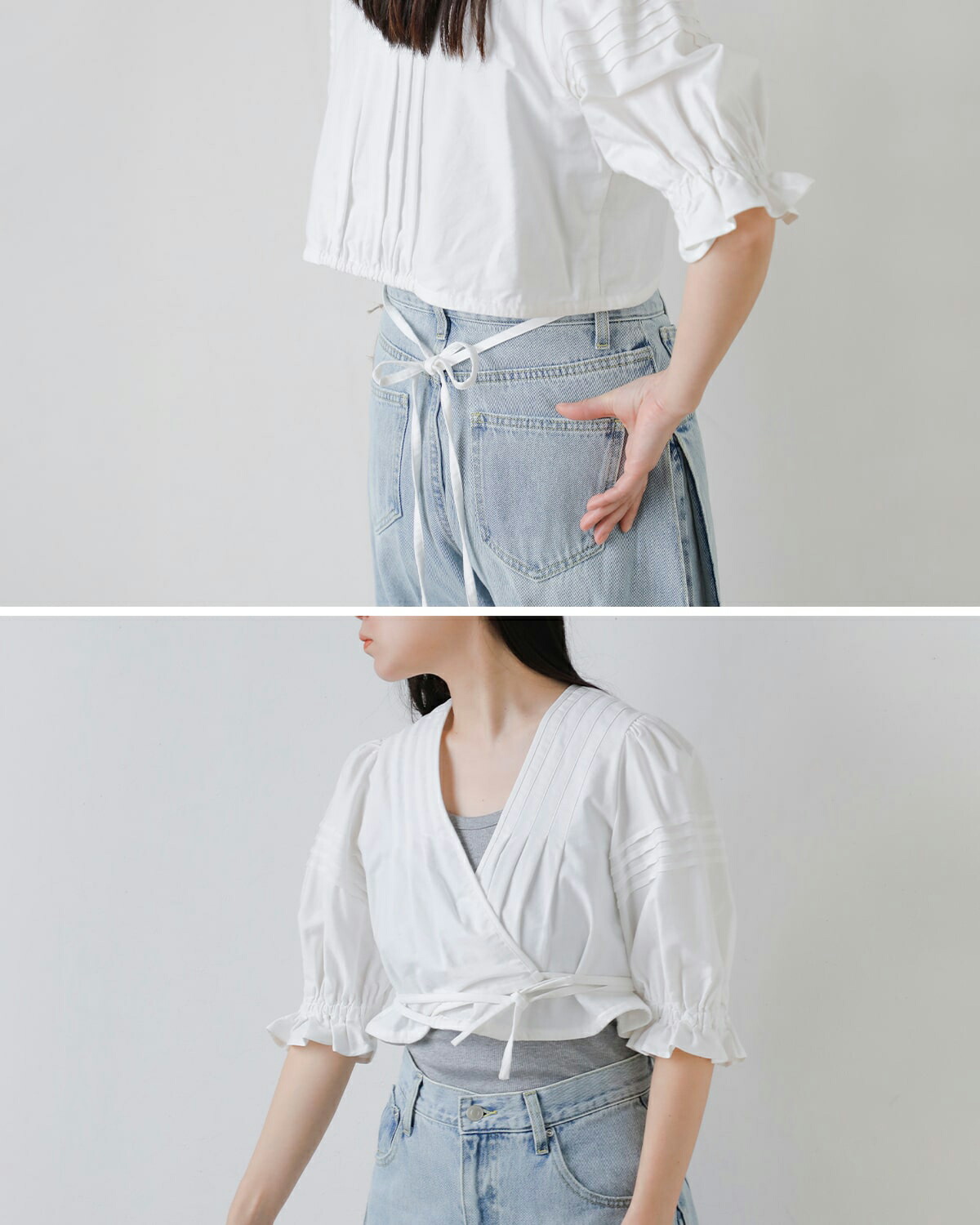 40%OFF】CLANE クラネ ピンタック クロップド ブラウス 18122-4212-kk