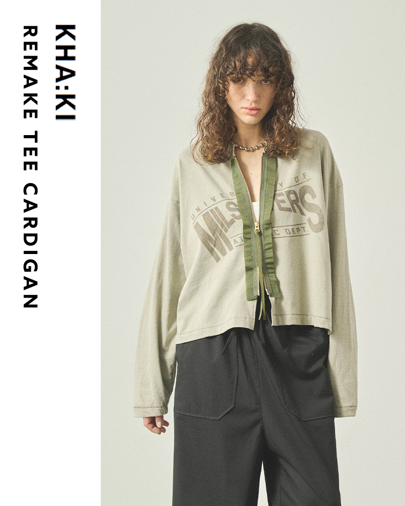 50%OFF】kha:ki カーキ コットン リメイク Tシャツ カーディガン