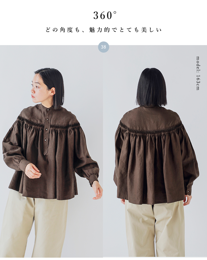 Scye サイ リネン キャンブリック タック ブラウス 60/1Linen Cambric