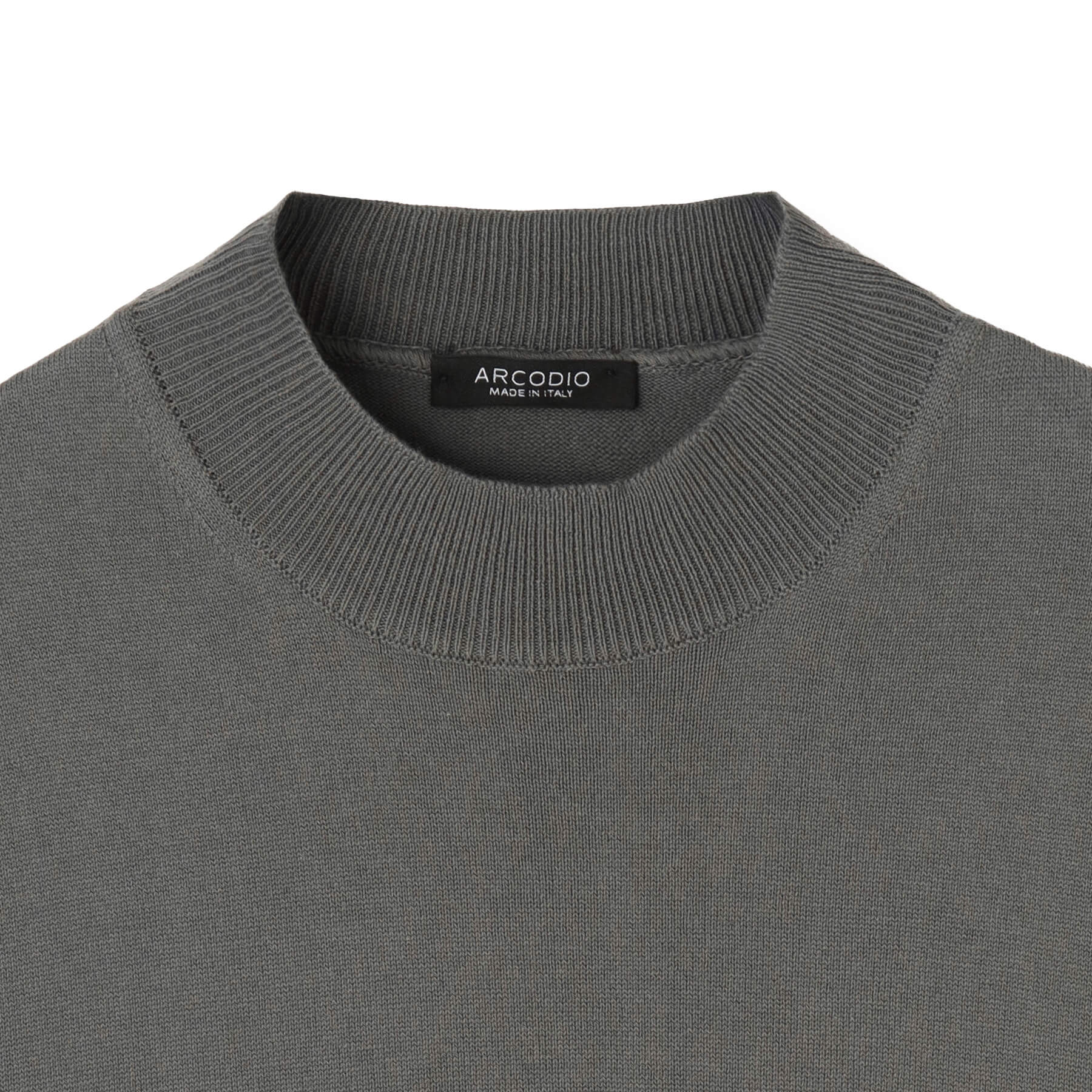 イタリア製コットンニット 長袖モックネック col.グレー - ARCODIO