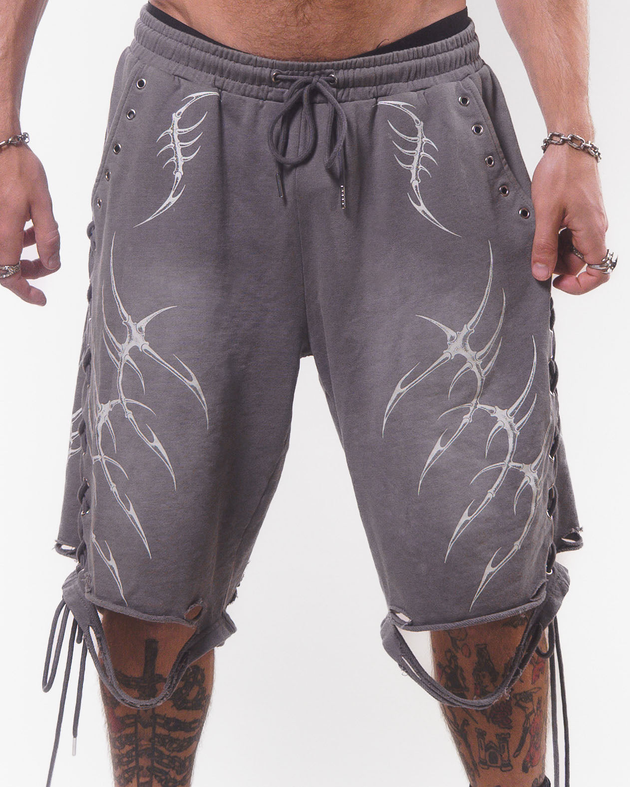 LACED WING SHORTS ( WASHED GREY ) – Austin James Smith
