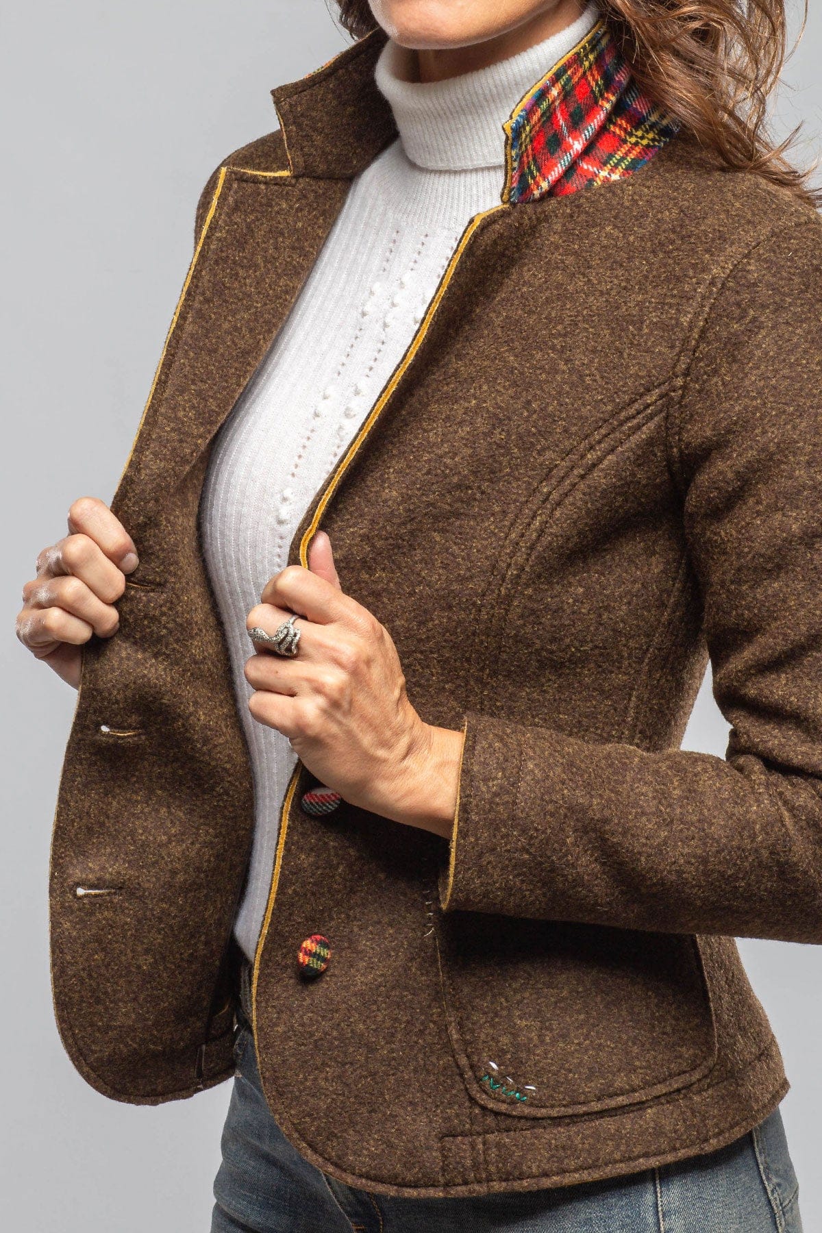 Axel's Florence Collection Maisie Wool Blazer In Brown Melange