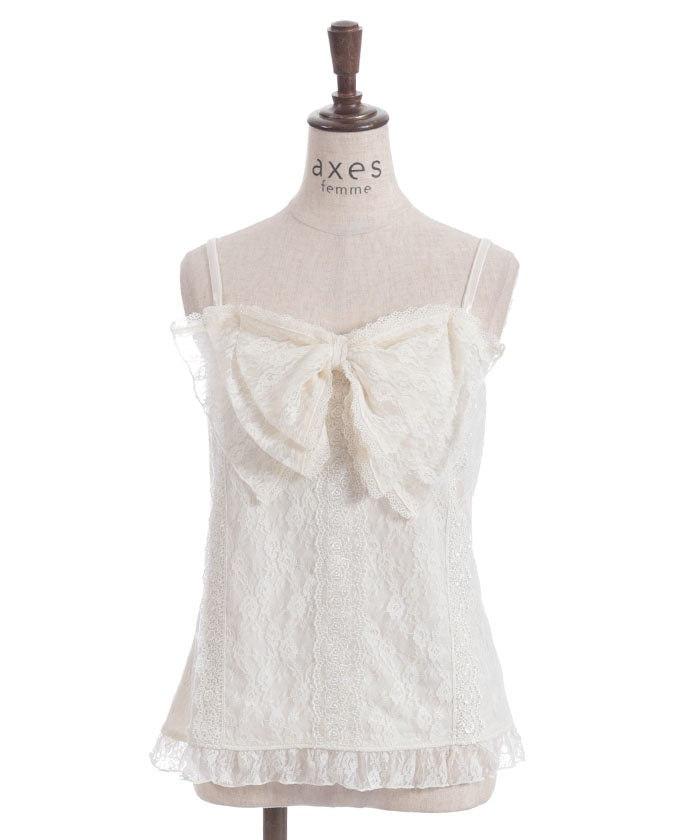 Lacy Big Ribbon Camisole – axes femme from JAPAN