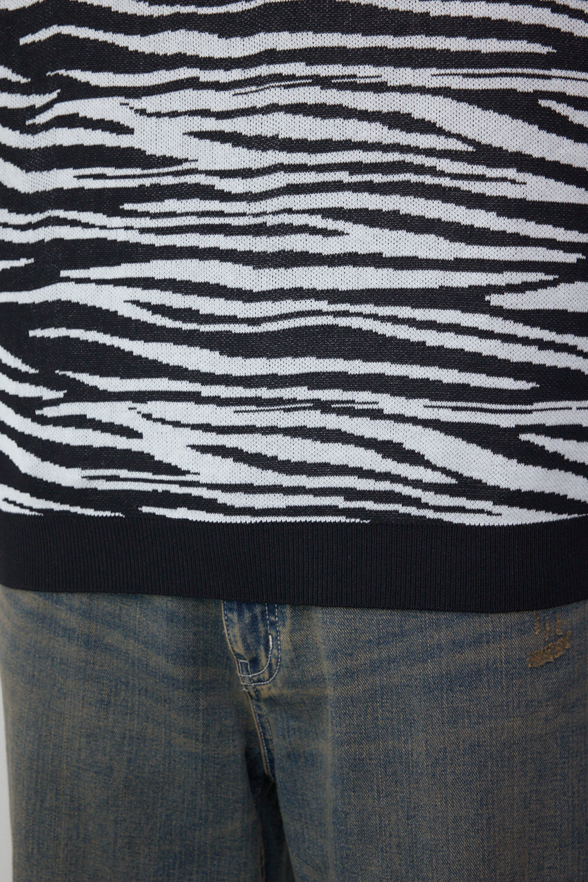 ゼブラ総柄ニット｜MEN｜251ISC70-095D｜AZUL BY MOUSSY（アズールバイ