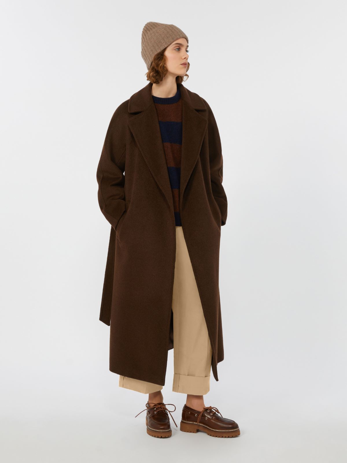 Long wool and alpaca coat, chocolate | Max Mara