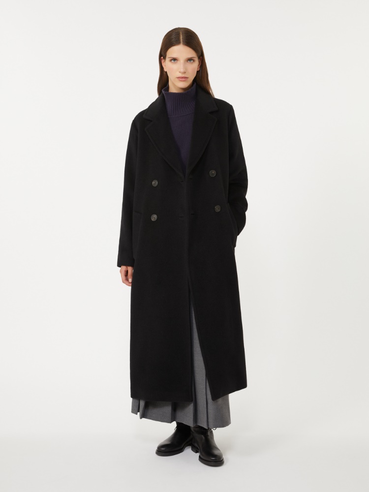 Double-breasted coat in wool and alpaca, black | Max Mara