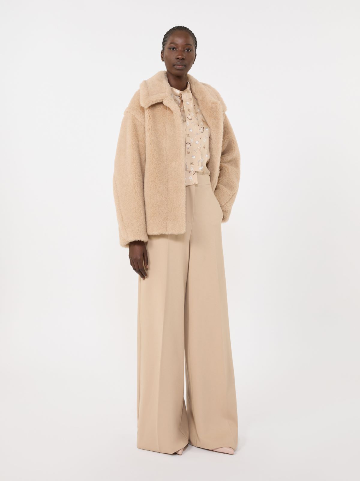 Cropped Teddy coat in alpaca and wool, albino | Max Mara