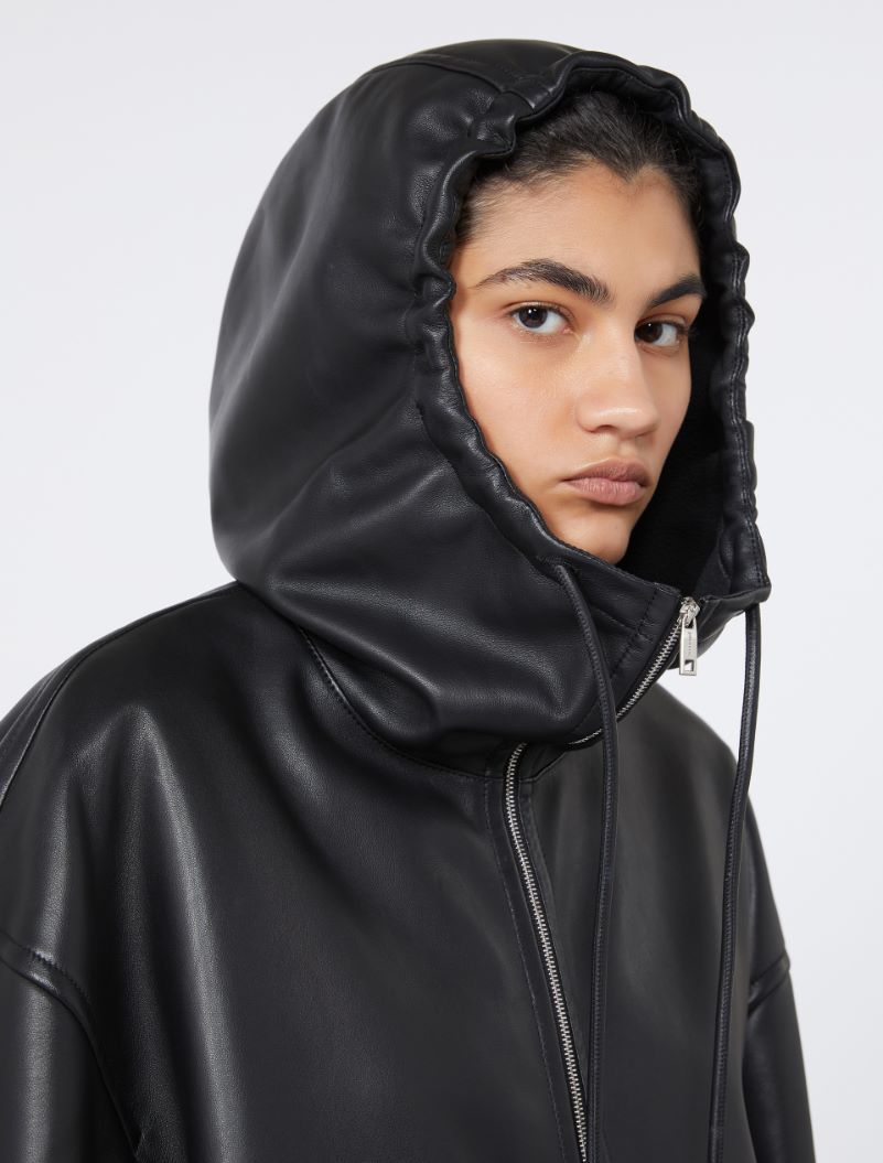 Leather hoodie - RUNWAY, black | Sportmax