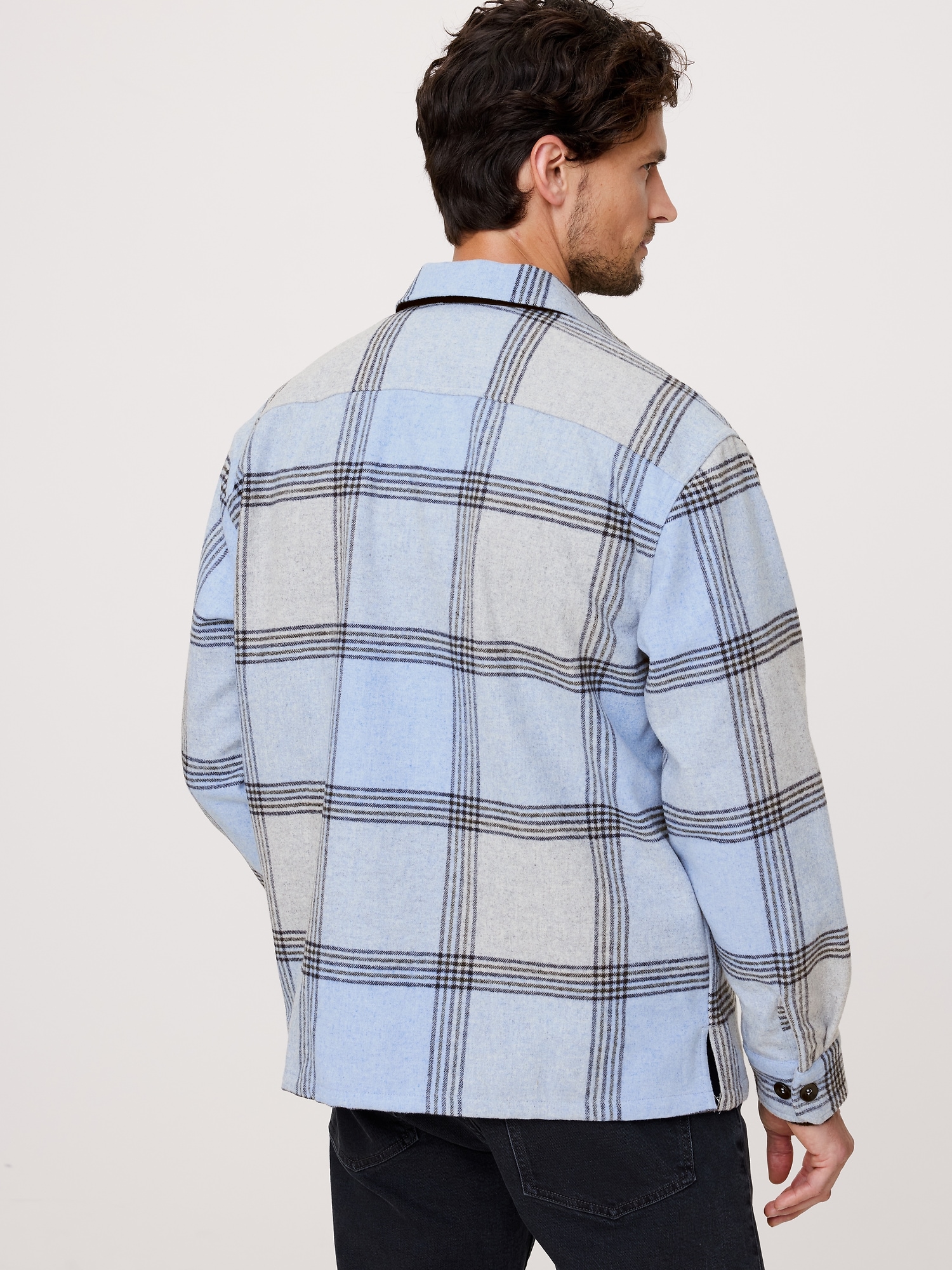 Relaxed-Fit Plaid Wool-Blend Overshirt | Banana Republic