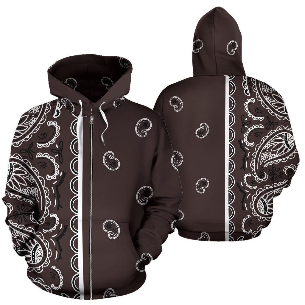 Brown Bandana Zip Up Hoodie | The Bandana Blanket Company