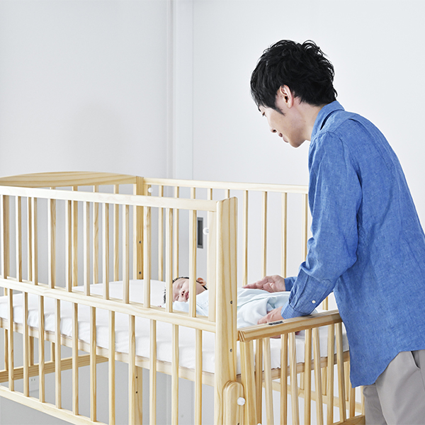 新品】ノモック Wオープンハイタイプ ミニベビーベッド ナチュラル