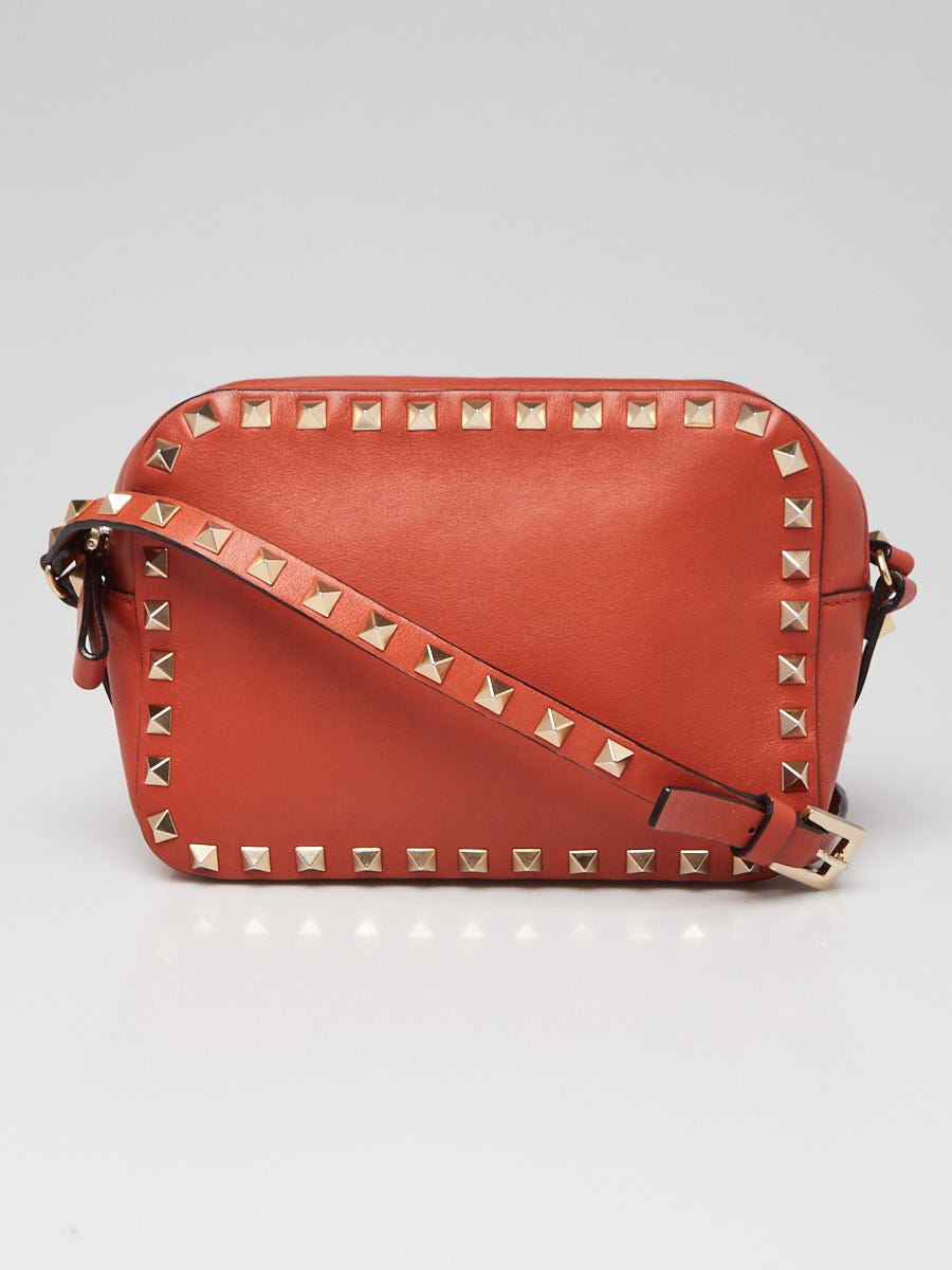 Valentino Orange Smooth Leather Rockstud Camera Bag | Yoogi's Closet
