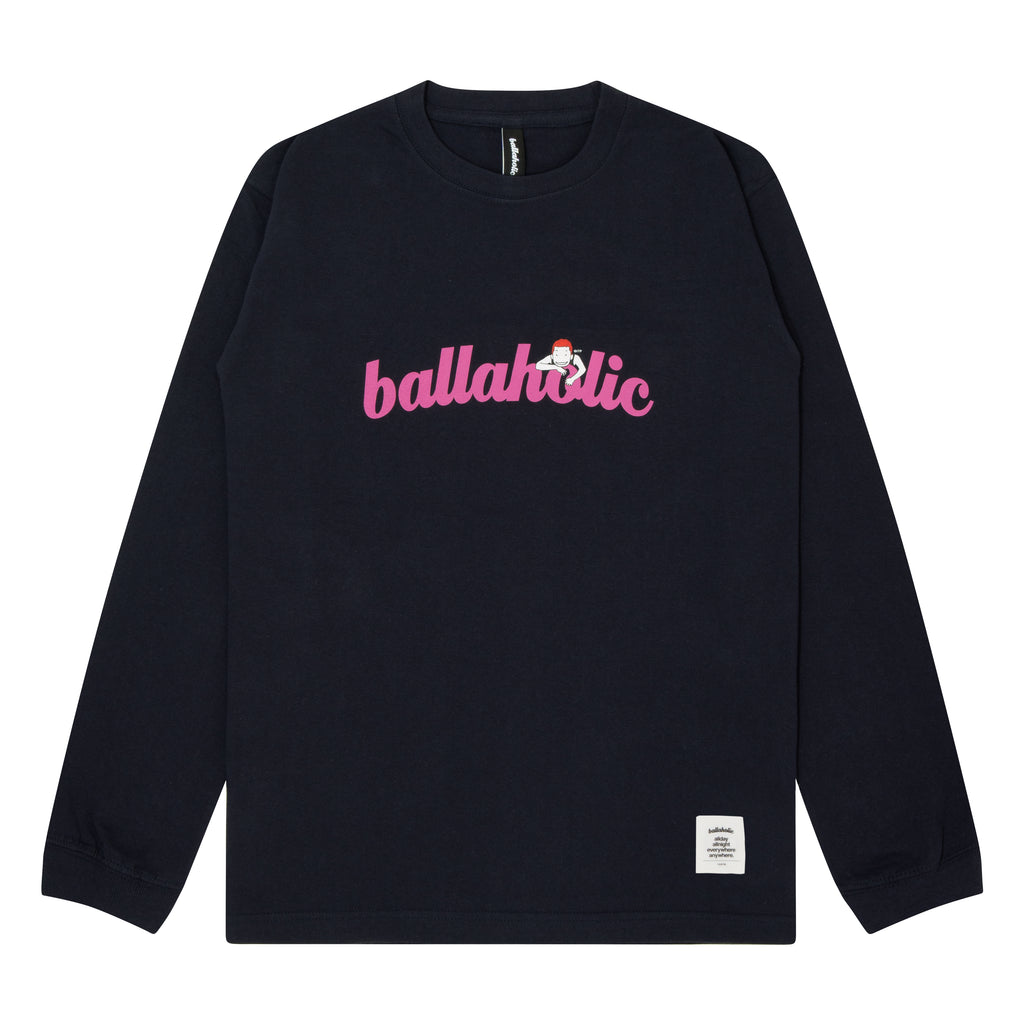 Logo Long Tee -PICK UP PLAYGROUND- (navy/pink) – ballaholic