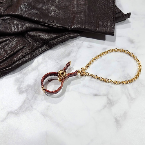 LOEWE ロエベ アナグラム グローブホルダー チャーム レザー ゴールド