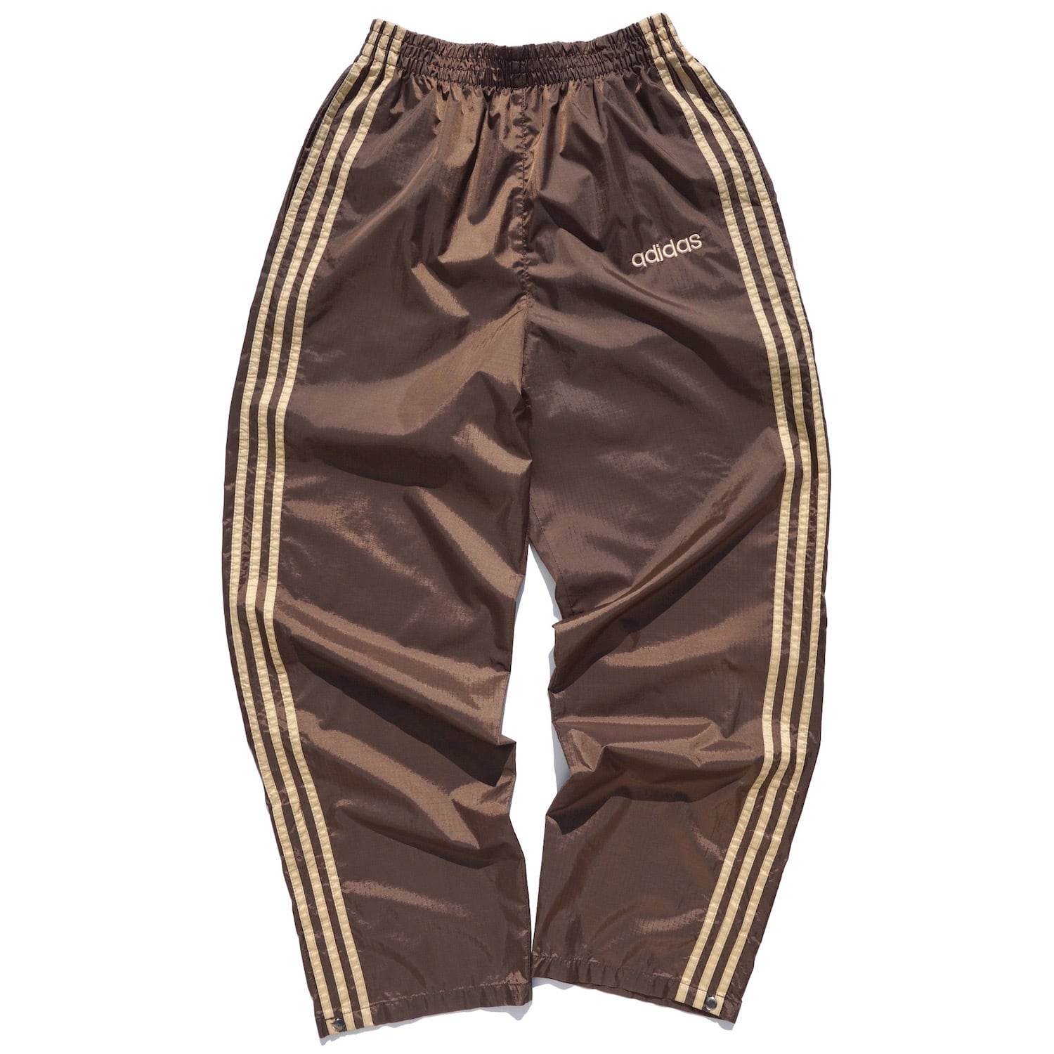 1990's [adidas] 3ストライプス ナイロンパンツ ブラウン×ベージュ