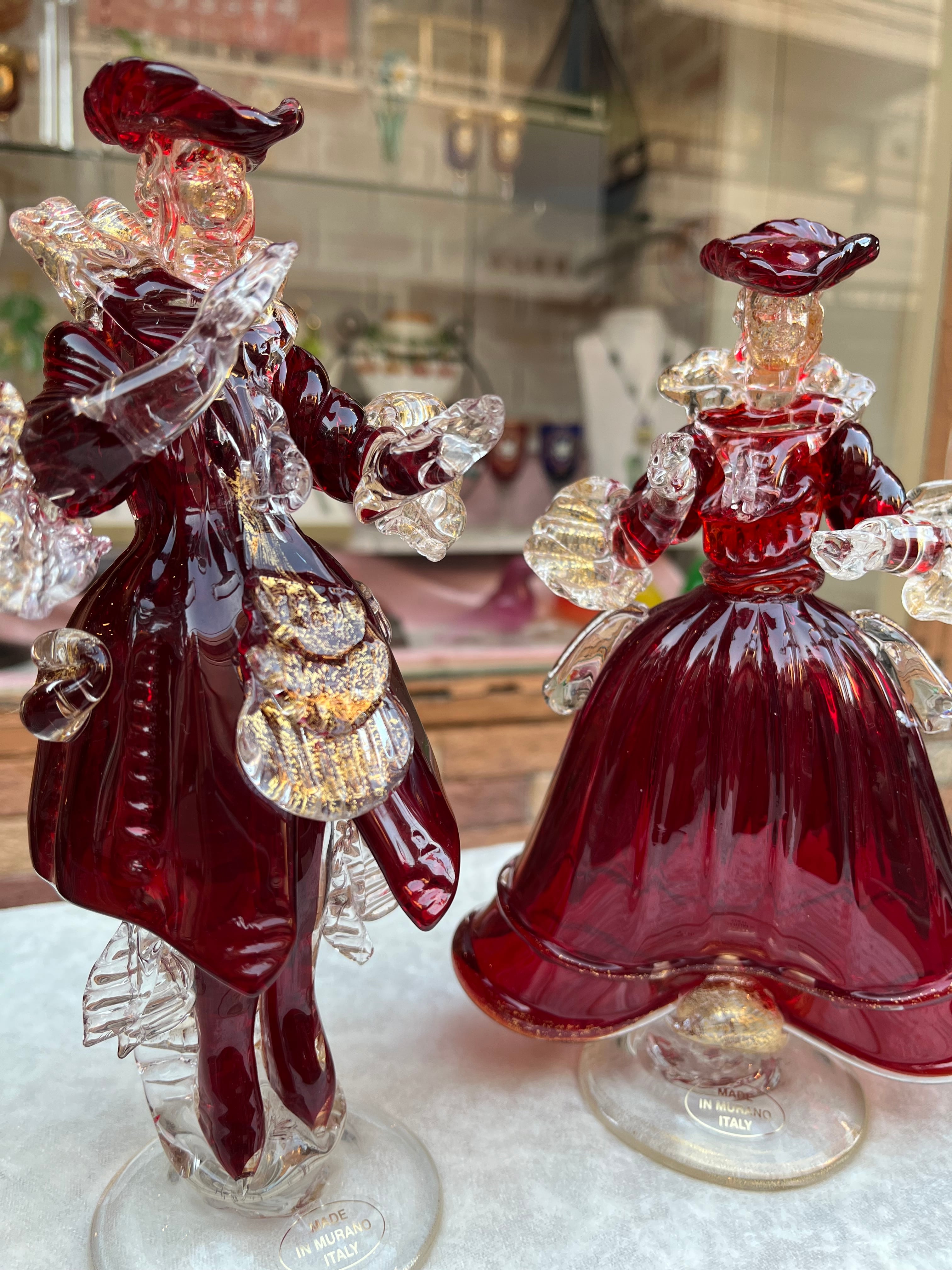 イタリア ムラノ☆ベネチアンガラス ペアドール置物