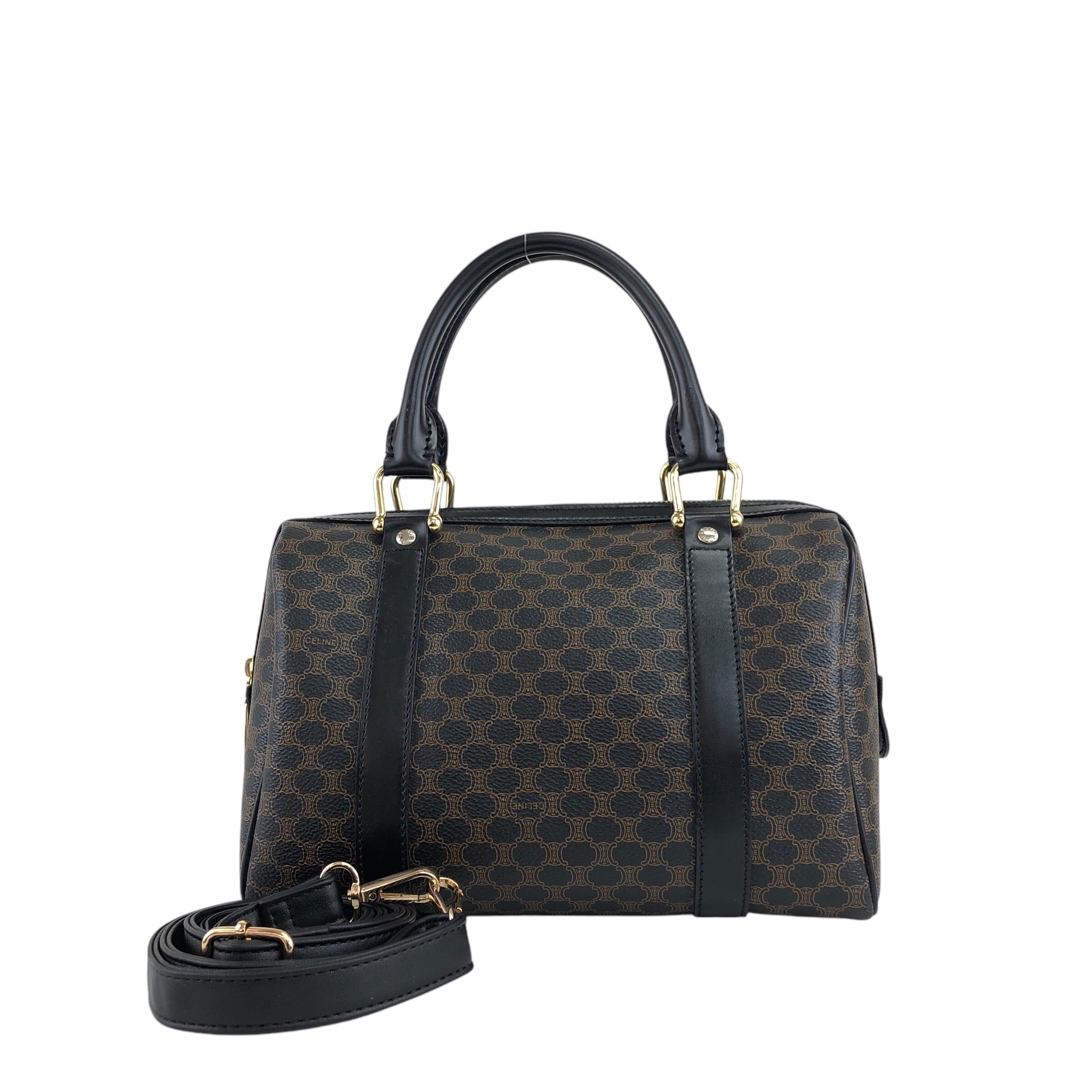 CELINE セリーヌ マカダム ショルダーバッグ ブラック PVCレザー ミニ