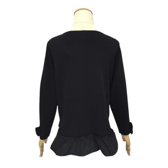 スーパービューティー ニット リボンモチーフ付き 裾フリル 切替