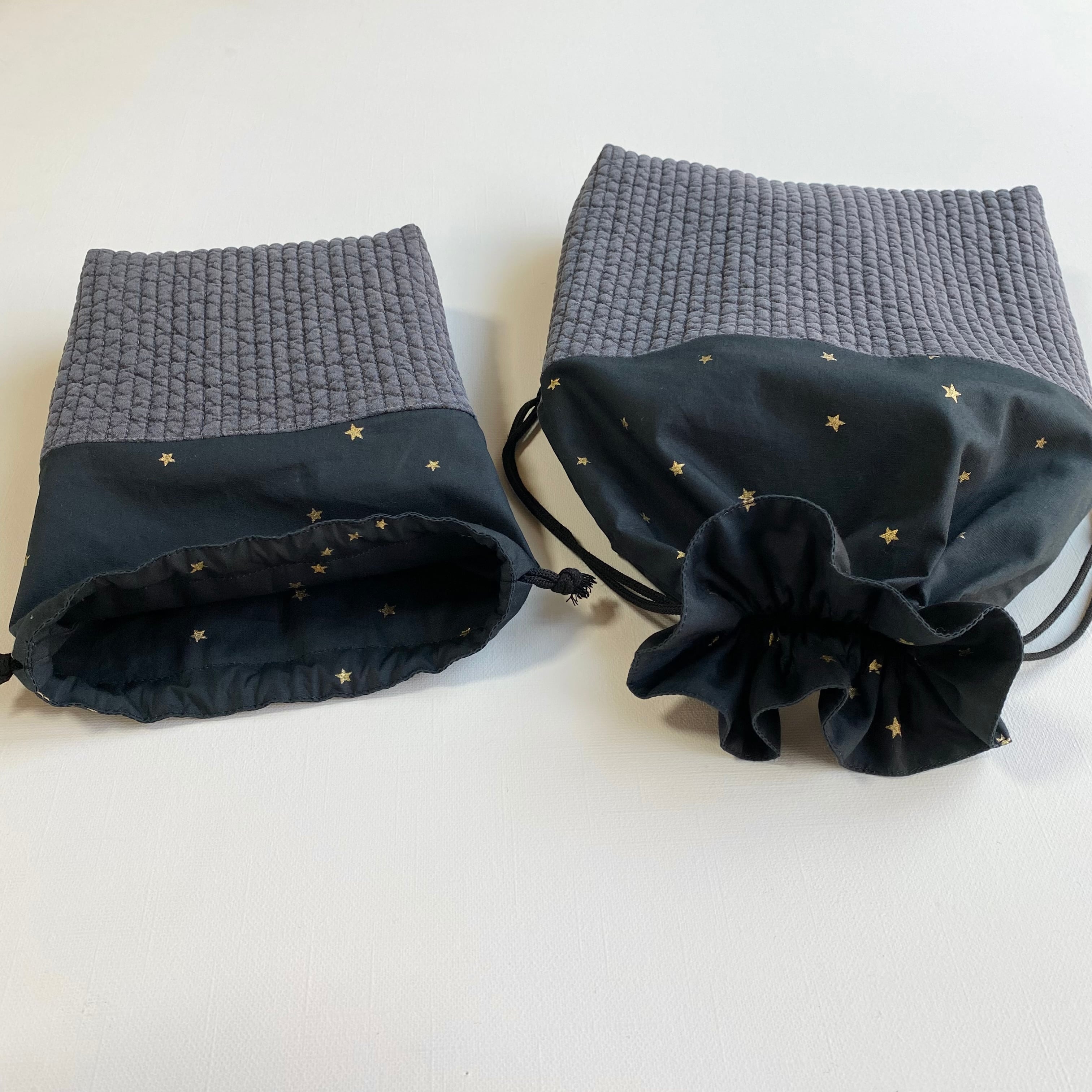 ヌビ ヌビ 刺繍月星/ダークグレー レッスンバック.上履き入れ 男子