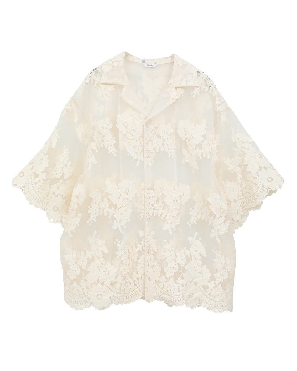CLANE(クラネ) SHEER FLOWER LACE SHIRTS IVORY | サウスオレンジ
