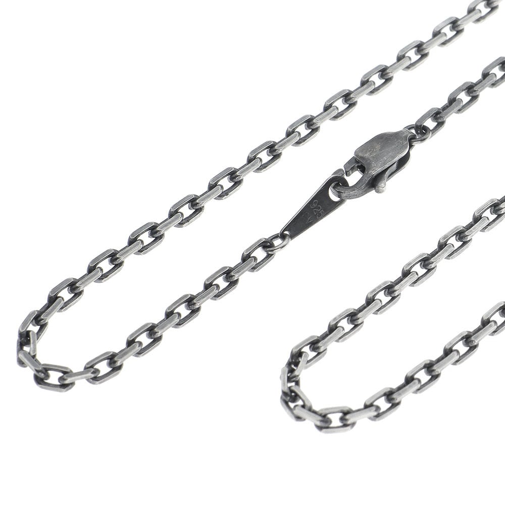 シルバー925 燻し加工 あずき チェーン 4面カット チェーン ネックレス