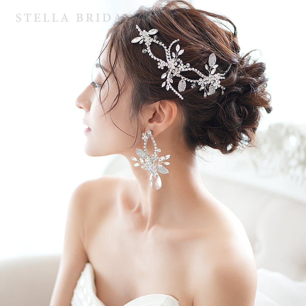 受注生産品】スワロ使用 フローラルチャームの小枝ヘッドドレス Bliss